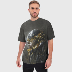 Мужская футболка oversize 3D Девушка в шкуре ксеноморфа  - фото 2