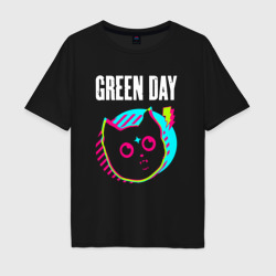 Мужская футболка хлопок Oversize Green Day rock star cat