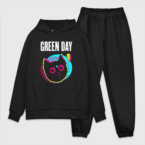 Мужской костюм oversize хлопок Green Day rock star cat, цвет черный