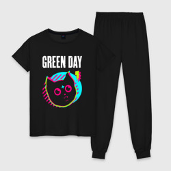 Женская пижама хлопок Green Day rock star cat