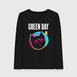 Женский лонгслив хлопок Green Day rock star cat