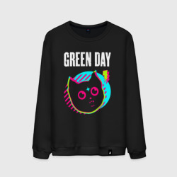 Green Day rock star cat – Мужской свитшот хлопок с принтом купить со скидкой в -13%