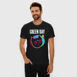 Мужская футболка хлопок Slim Green Day rock star cat - фото 2