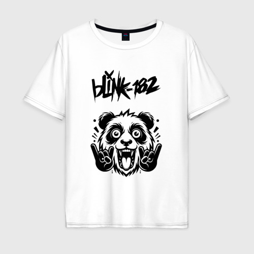 Мужская футболка хлопок Oversize Blink 182 - rock panda, цвет белый