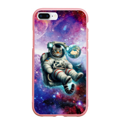 Чехол для iPhone 7Plus/8 Plus матовый Brave cat in space - ai art