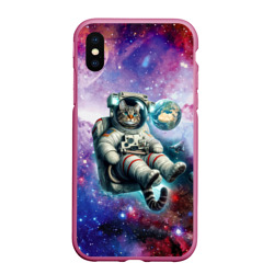 Чехол для iPhone XS Max матовый Brave cat in space - ai art