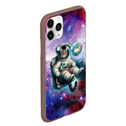 Чехол для iPhone 11 Pro Max матовый Brave cat in space - ai art - фото 2