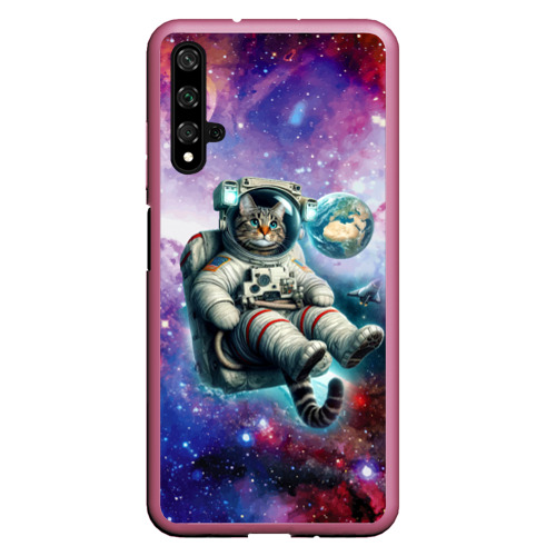 Чехол для Honor 20 Brave cat in space - ai art, цвет малиновый