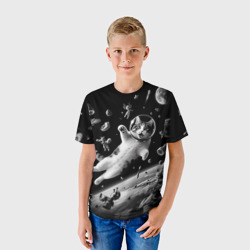 Детская футболка 3D Офигевший котейка в безвоздушном пространстве - фото 2