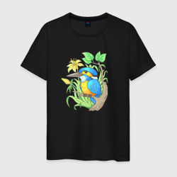 Мужская футболка хлопок Птица зимородок