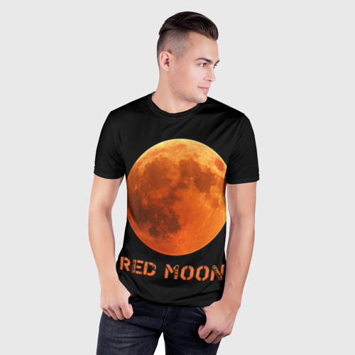 Мужская футболка 3D Slim The red moon, цвет 3D печать - фото 3