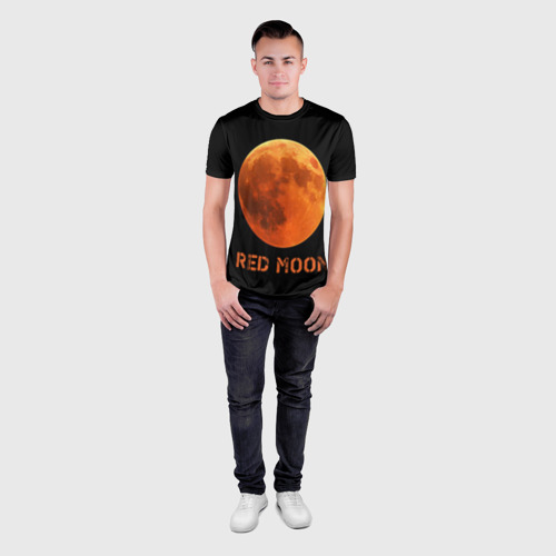 Мужская футболка 3D Slim The red moon, цвет 3D печать - фото 4