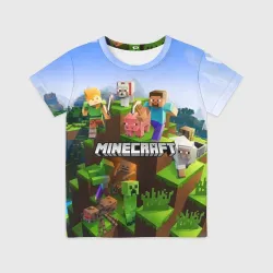 Детская футболка 3D Minecraft pixel world