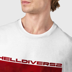 Футболка с принтом Поле битвы — helldivers 2 для мужчины, вид на модели спереди №4. Цвет основы: белый
