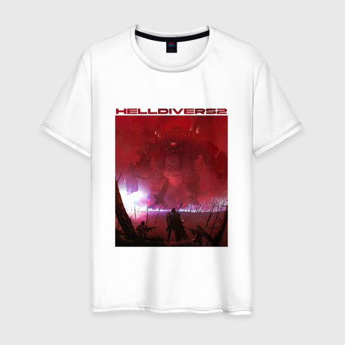 Мужская футболка из хлопка с принтом Поле битвы — helldivers 2, вид спереди №1