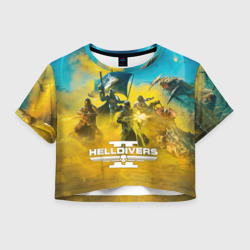 Женская футболка Crop-top 3D Адские десантники против жуков - helldivers 2