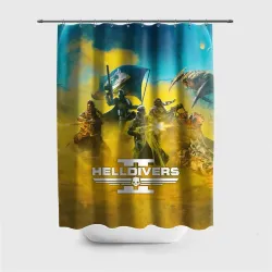 Штора 3D для ванной Адские десантники против жуков - helldivers 2