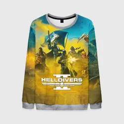 Мужской свитшот 3D Адские десантники против жуков - helldivers 2