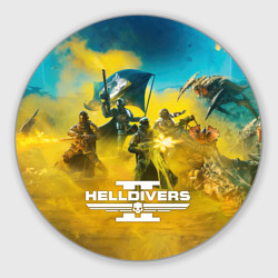 Круглый коврик для мышки Адские десантники против жуков - helldivers 2