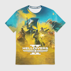 Мужская футболка 3D Адские десантники против жуков - helldivers 2