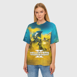 Женская футболка oversize 3D Адские десантники против жуков - helldivers 2 - фото 2