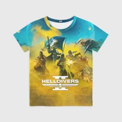 Детская футболка 3D Адские десантники против жуков - helldivers 2