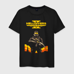 Мужская футболка хлопок Адский десантник - helldivers 2