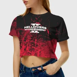 Женская футболка Crop-top 3D Helldivers 2 red - фото 2