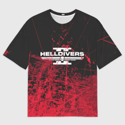 Женская футболка oversize 3D Helldivers 2 red