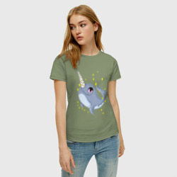 Женская футболка хлопок Дельфинчик единорог - фото 2