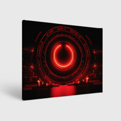 Красная неоновая абстракция в космическом  стиле – Холст прямоугольный с принтом купить