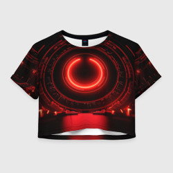Красная неоновая абстракция в космическом  стиле – Женская футболка Crop-top 3D с принтом купить