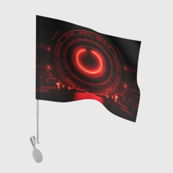 Красная неоновая абстракция в космическом  стиле – Флаг для автомобиля с принтом купить