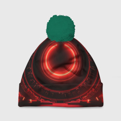 Красная неоновая абстракция в космическом  стиле – Шапка 3D c помпоном с принтом купить