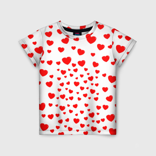 Детская футболка 3D Любовь паттерн сердца, цвет 3D печать