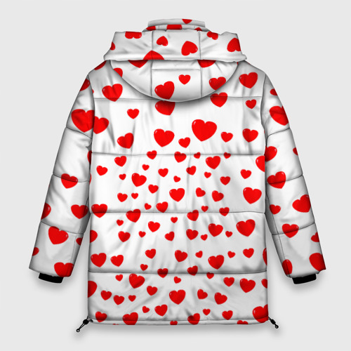 Женская зимняя куртка Oversize Любовь паттерн сердца, цвет черный - фото 2