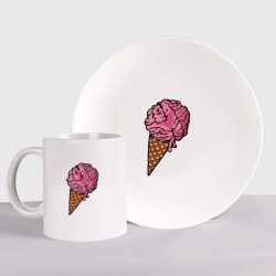 Набор: тарелка + кружка Brain ice cream