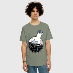 Мужская футболка хлопок Oversize Кораблик в колбе - фото 2