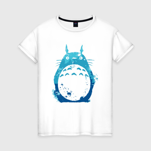 Женская футболка хлопок Blue Totoro, цвет белый