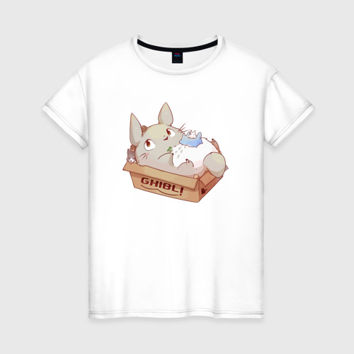 Женская футболка из хлопка с принтом Ghibli Totoro, вид спереди №1