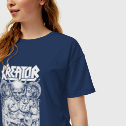 Женская футболка хлопок Oversize Kreator Demonic Future White - фото 2