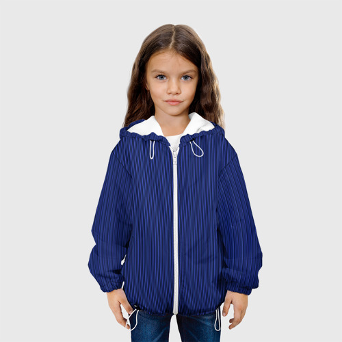 Детская куртка 3D с принтом Тёмный синий в тонкую полоску, вид сбоку #3