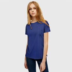 Женская футболка 3D Тёмный синий в тонкую полоску - фото 2