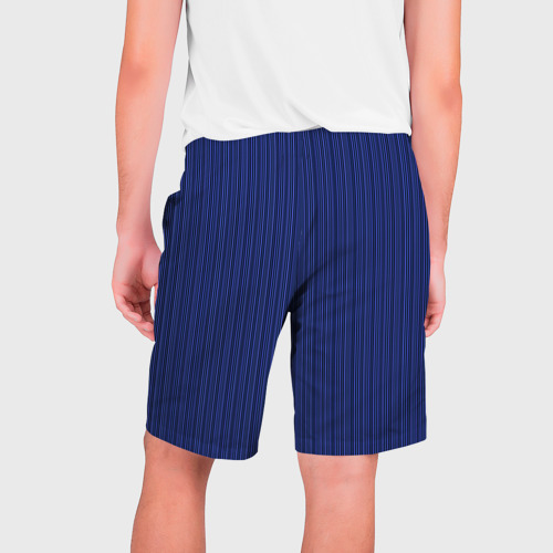 Мужские шорты 3D с принтом Тёмный синий в тонкую полоску, вид сзади #1