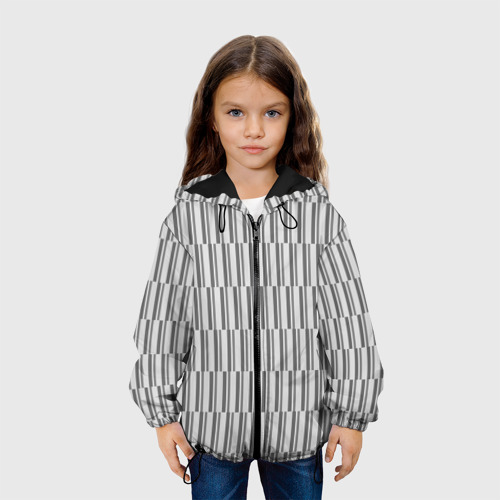 Детская куртка 3D с принтом Светло-серый полоски, вид сбоку #3