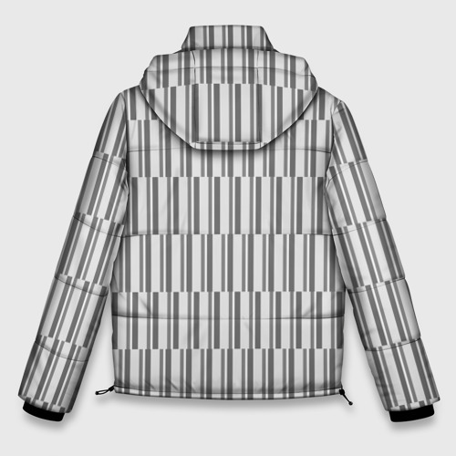 Мужская зимняя куртка 3D с принтом Светло-серый полоски, вид сзади #1
