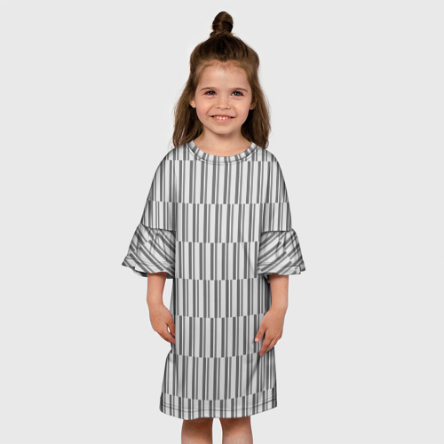 Детское платье 3D с принтом Светло-серый полоски, вид сбоку #3