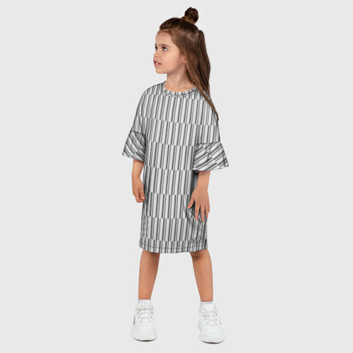 Детское платье 3D с принтом Светло-серый полоски, фото на моделе #1