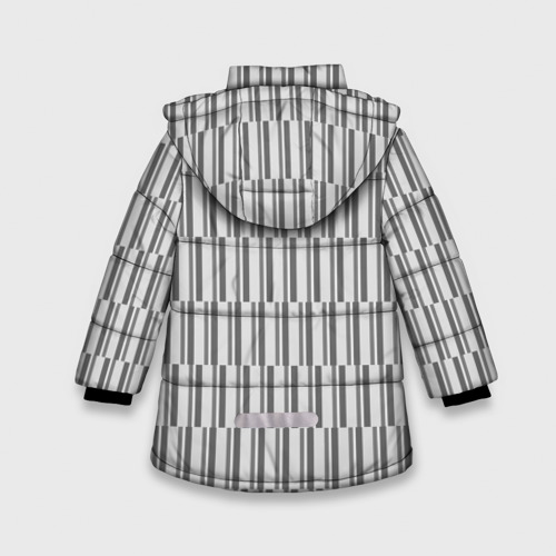 Зимняя куртка для девочек 3D с принтом Светло-серый полоски, вид сзади #1