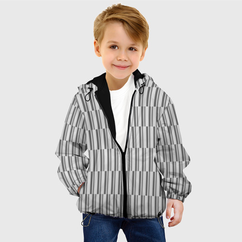 Детская куртка 3D с принтом Светло-серый полоски, фото на моделе #1